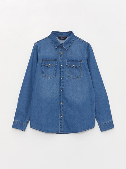 Basic Long Sleeve Boy Jean Shirt