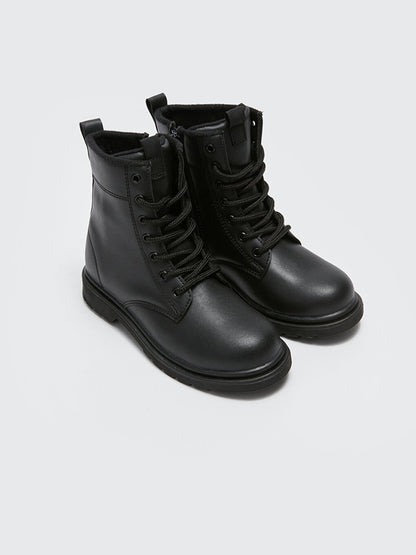 Leather Look Lace Up Boy's Boots