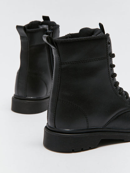 Leather Look Lace Up Boy's Boots