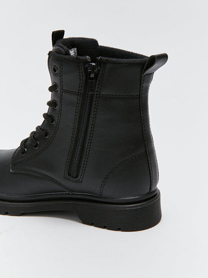 Leather Look Lace Up Boy's Boots