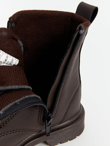 Leather Look Lacing and Zippered Boy's Boots