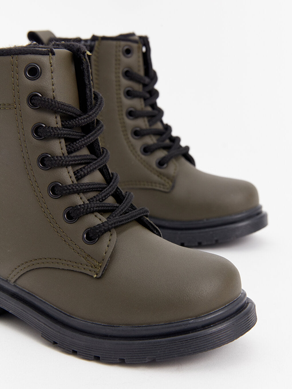 Leather Look Lacing and Zippered Boy's Boots