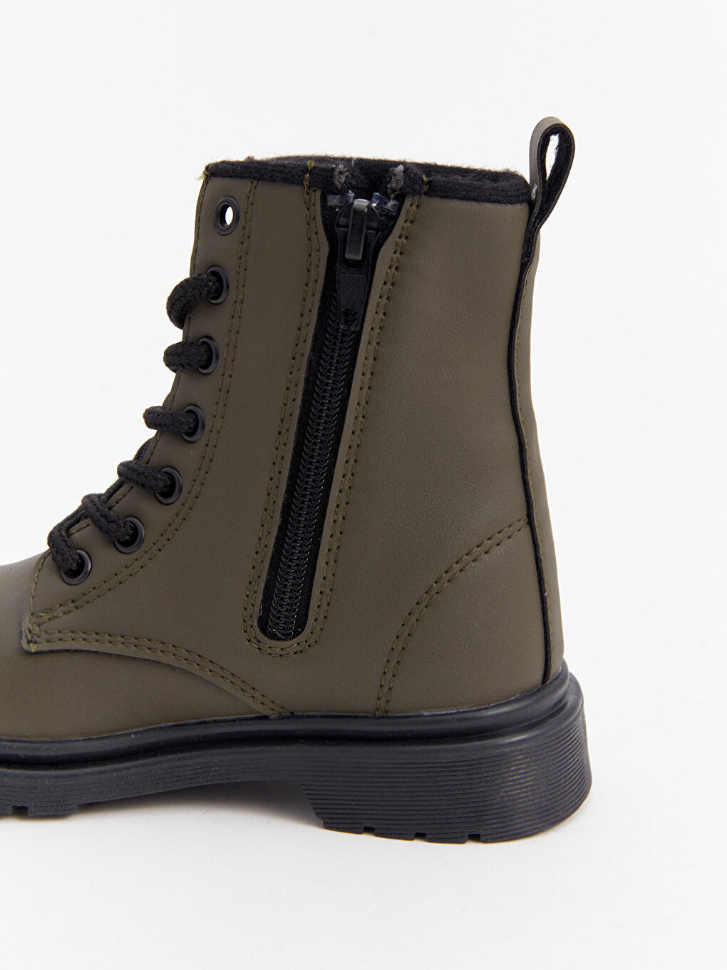 Leather Look Lacing and Zippered Boy's Boots