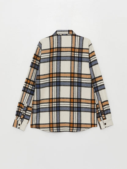 Regular Fit Long Sleeve Plaid Men's Shirt Jacket