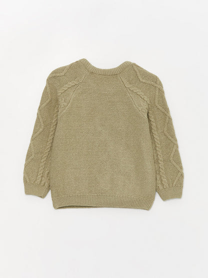 Crew Neck Self-Patterned Baby Boy Knitwear Sweater