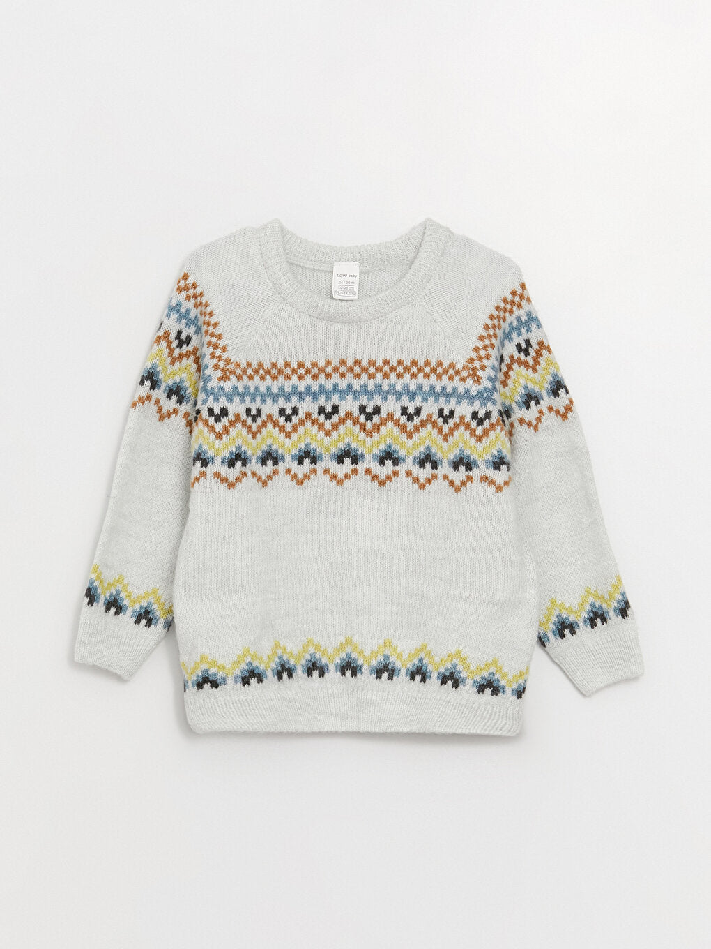 Crew Neck Long Sleeve Patterned Baby Boy Knitwear Sweater