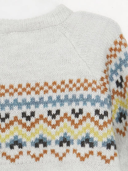 Crew Neck Long Sleeve Patterned Baby Boy Knitwear Sweater