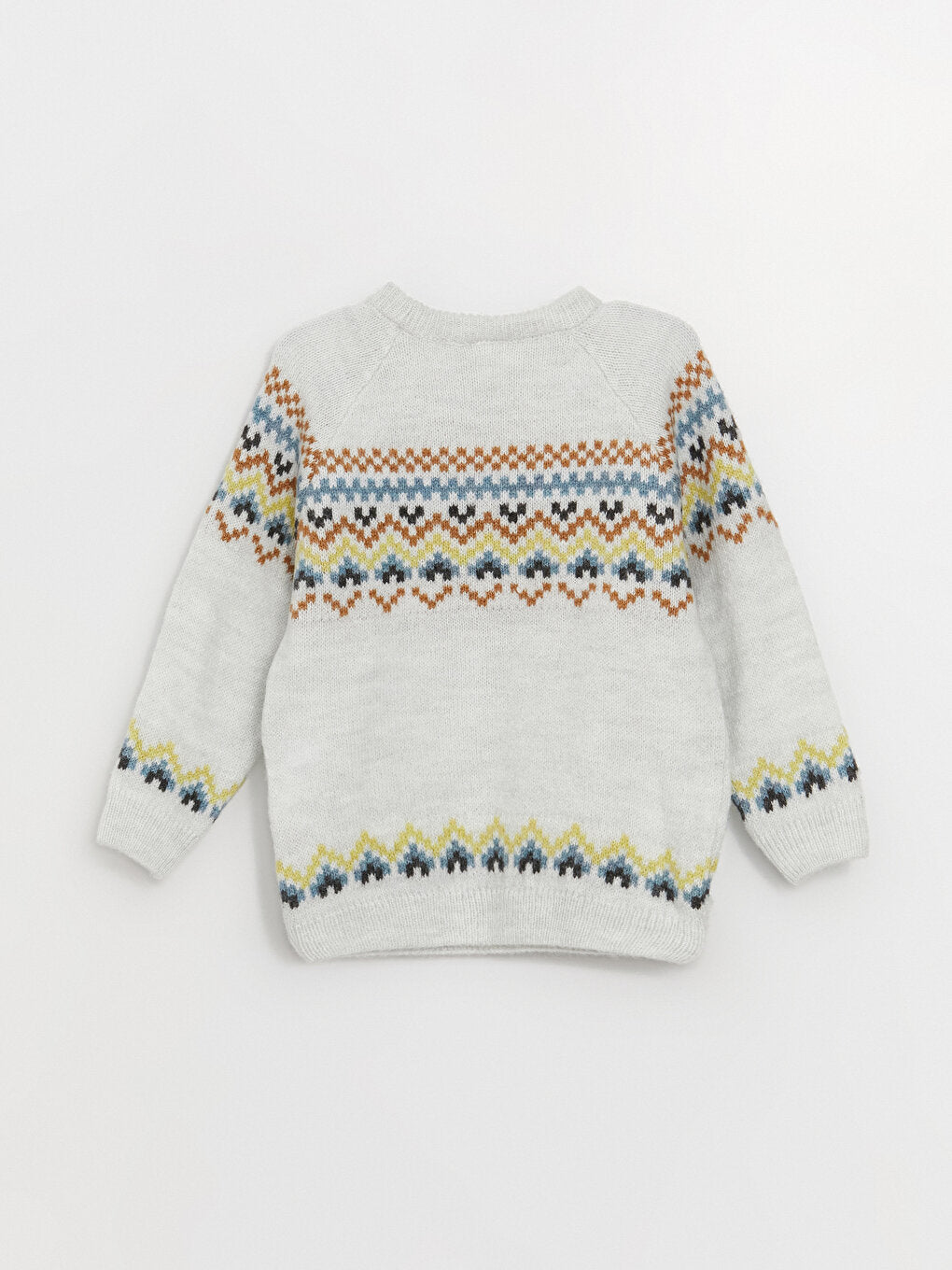 Crew Neck Long Sleeve Patterned Baby Boy Knitwear Sweater