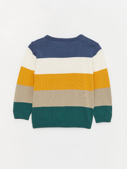 Crew Neck Long Sleeve Color Block Baby Boy Knitwear Sweater