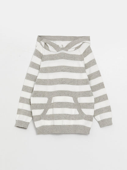 Hooded Long Sleeve Striped Baby Boy Knitwear Sweater