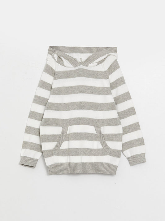 Hooded Long Sleeve Striped Baby Boy Knitwear Sweater