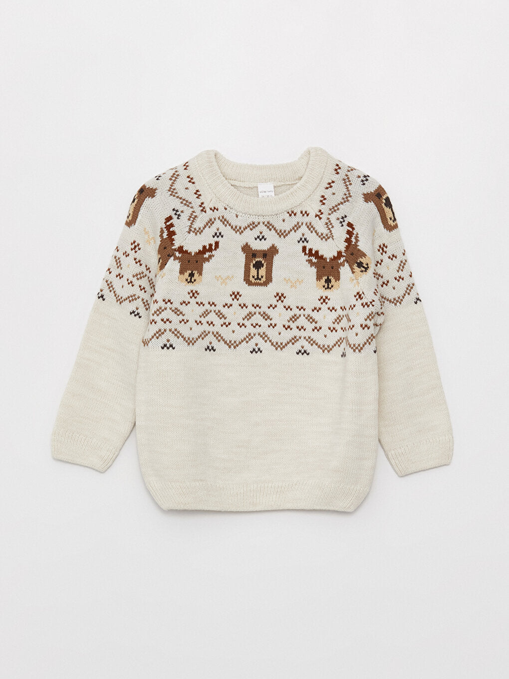 Crew Neck Long Sleeve Patterned Baby Boy Knitwear Sweater