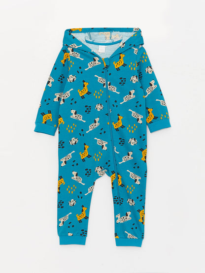 Hooded Long Sleeve Patterned Baby Boy Jumpsuit