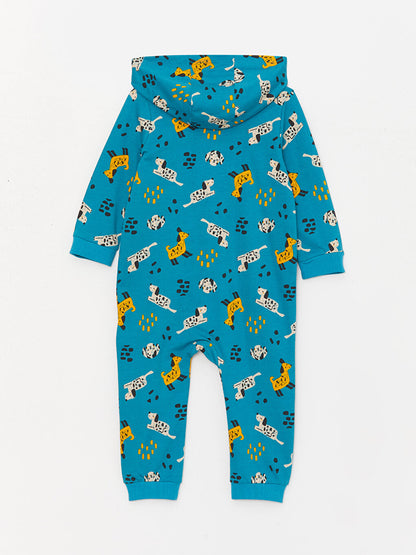 Hooded Long Sleeve Patterned Baby Boy Jumpsuit