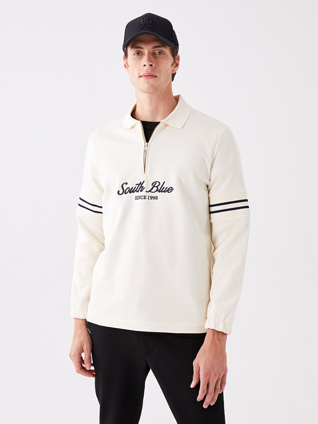 Polo Neck Long Sleeve Men's Sweatshirt