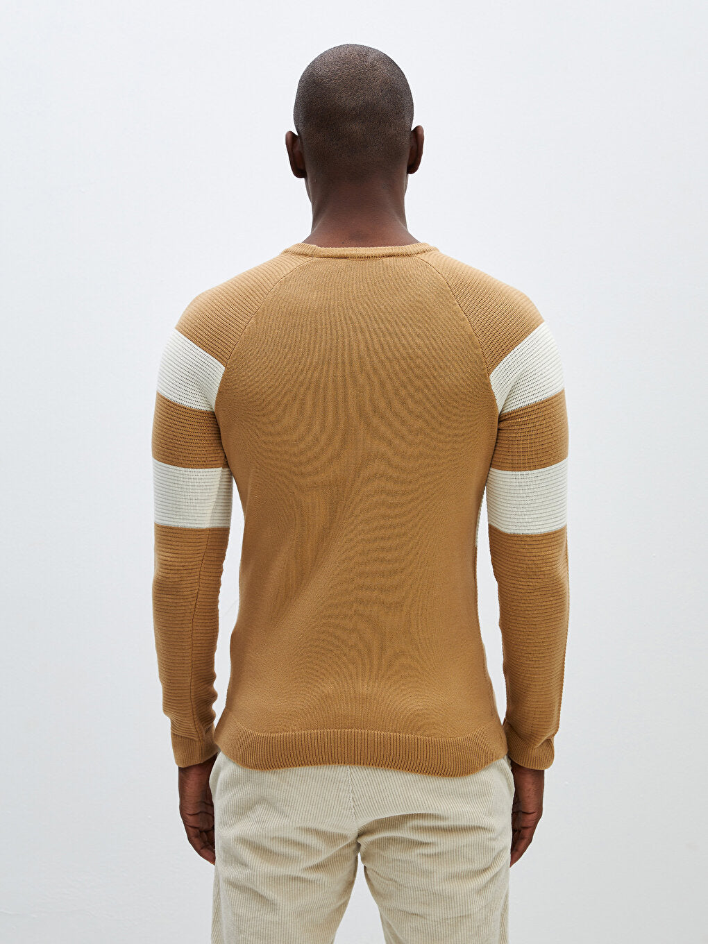 Crew Neck Long Sleeve Color Block Men's Knitwear Sweater