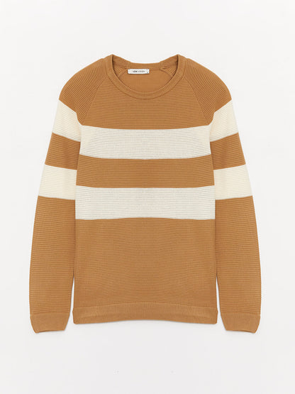 Crew Neck Long Sleeve Color Block Men's Knitwear Sweater