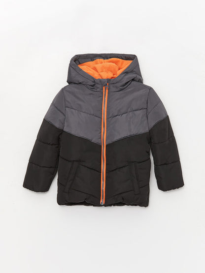 Hooded Long Sleeve Color Block Baby Boy Coat