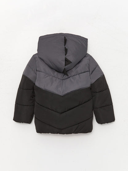 Hooded Long Sleeve Color Block Baby Boy Coat