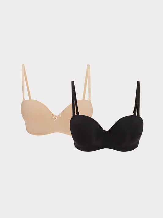 Underwire Unpadded Plain Strapless Bra Pack of 2