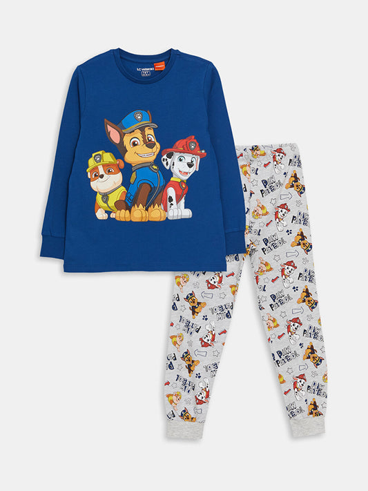 Crew Neck Paw Patrol Printed Long Sleeve Boys Pajama Set