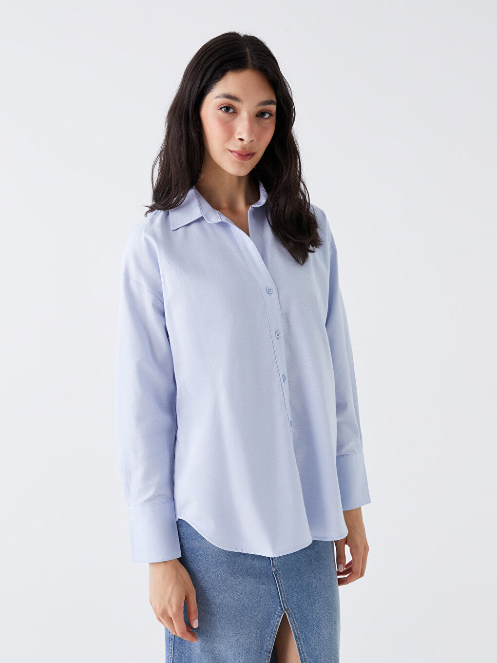 Plain Long Sleeve Oversize Women's Shirt