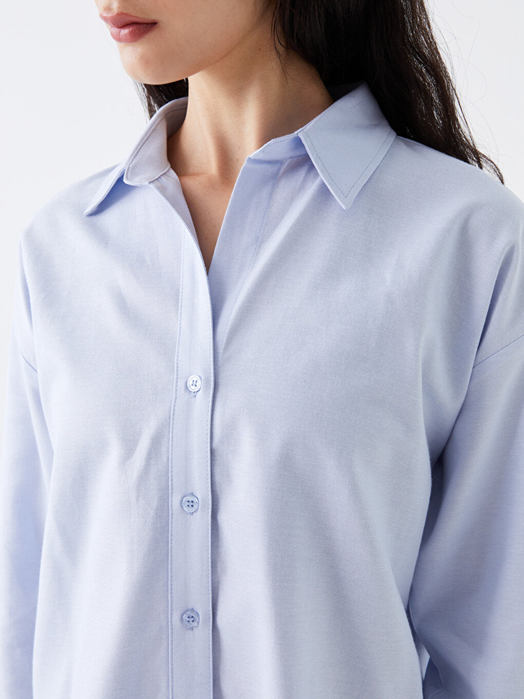 Plain Long Sleeve Oversize Women's Shirt