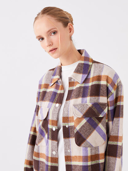 Plaid Long Sleeve Oversize Women's Lumberjack Shirt Jacket