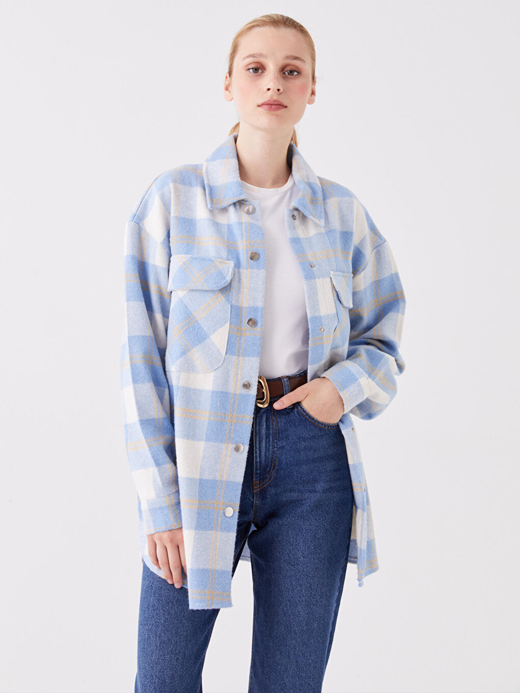 Plaid Long Sleeve Oversize Women's Lumberjack Shirt Jacket