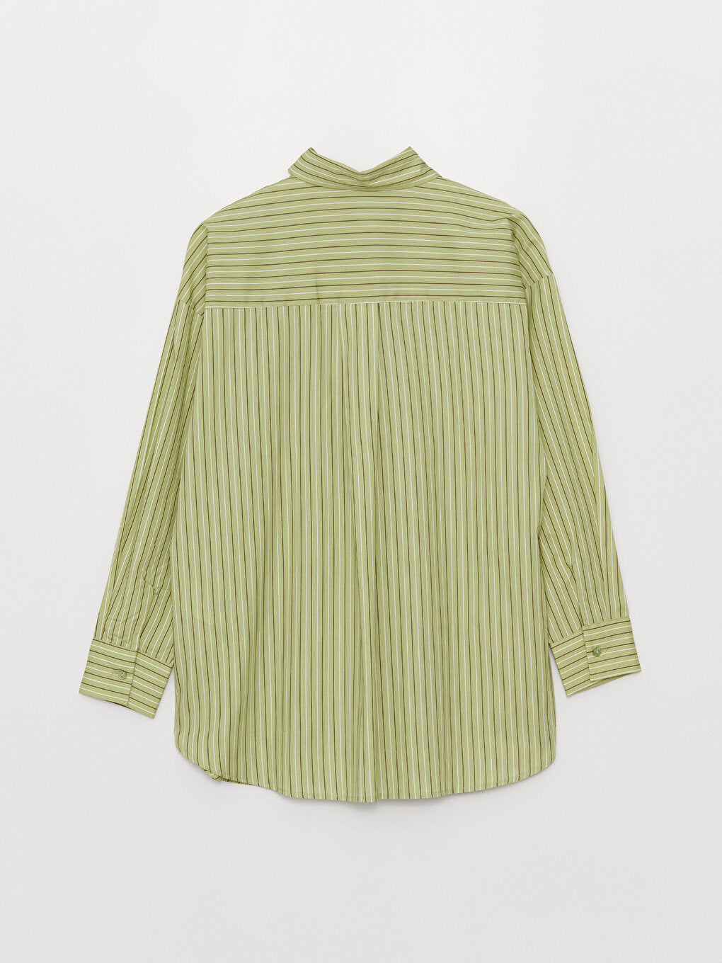 Striped Long Sleeve Oversize Poplin Women's Shirt Tunic