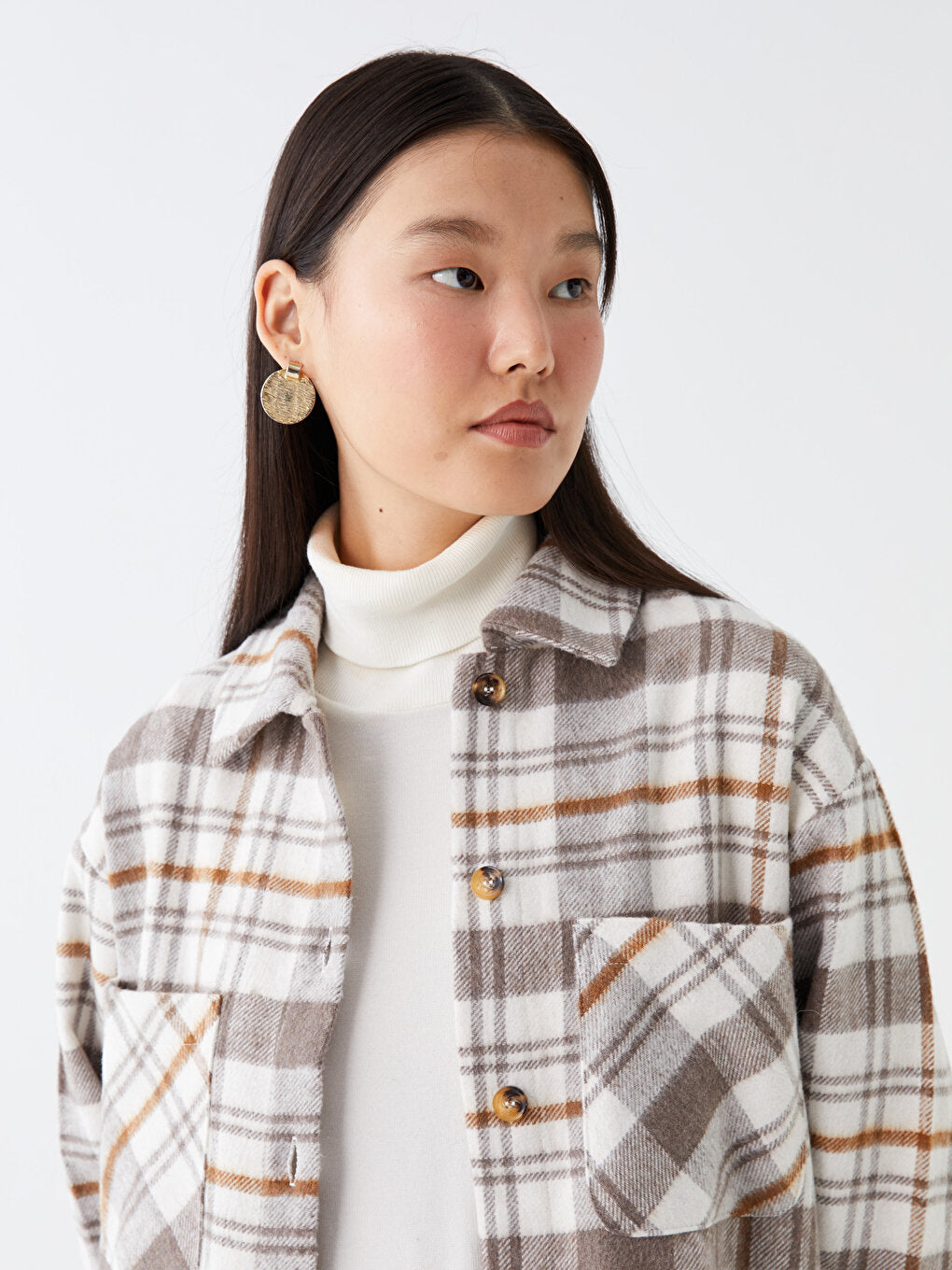 Plaid Long Sleeve Oversize Women's Lumberjack Shirt Jacket