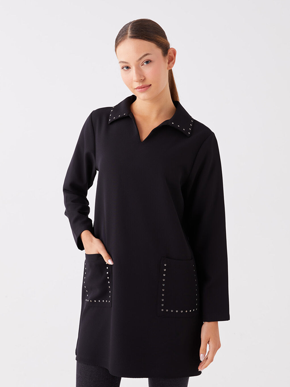 Plain Long Sleeve Women's Shirt Tunic