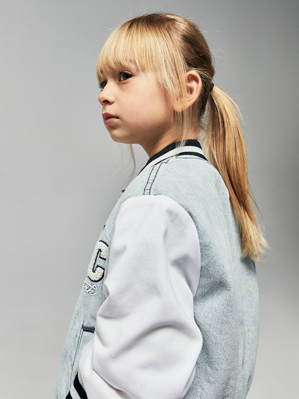 Embroidered Girls' Jean College Jacket