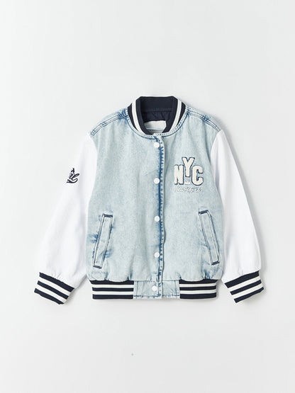 Embroidered Girls' Jean College Jacket