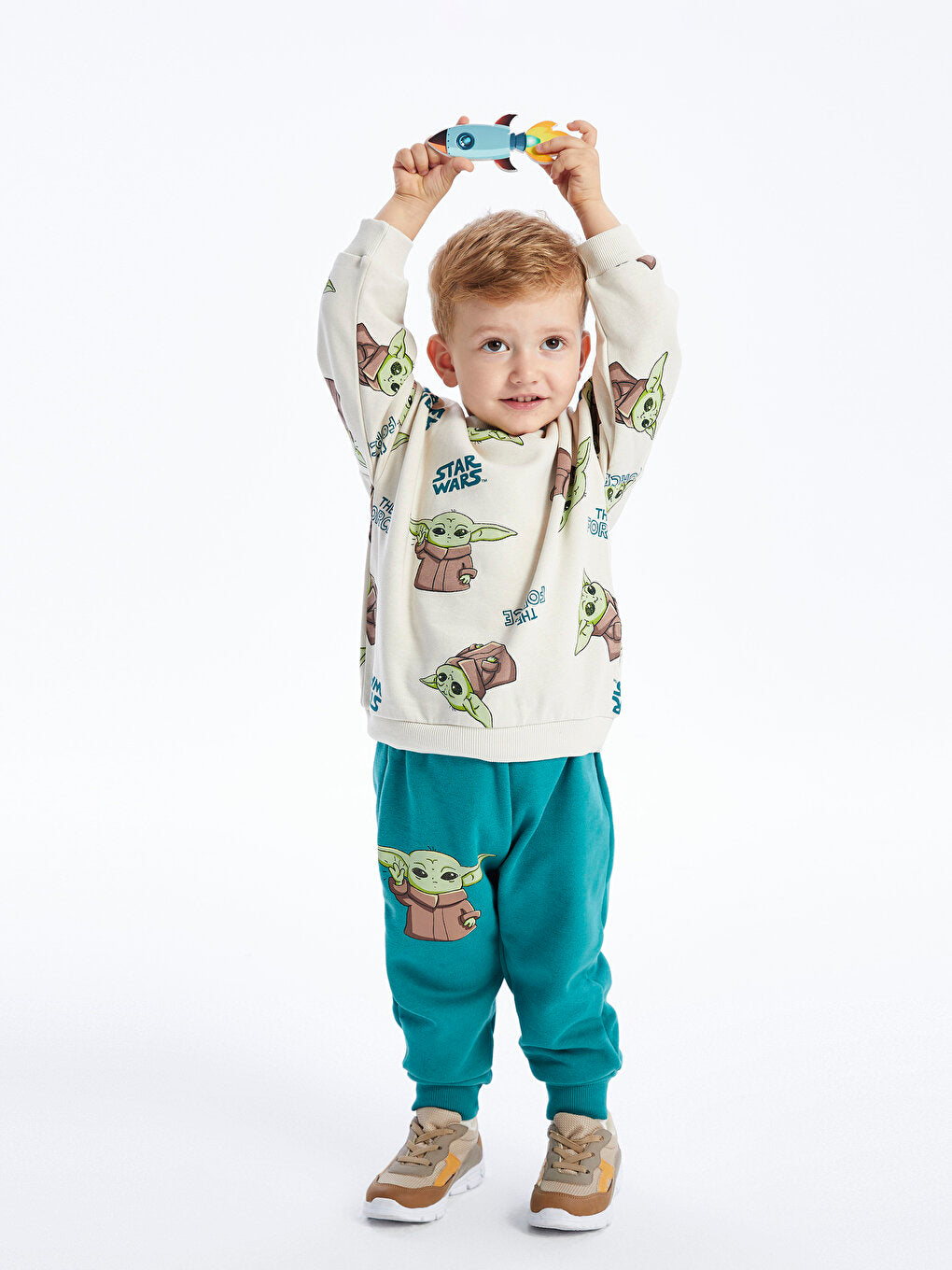 Crew Neck Star Wars Printed Baby Boy Sweatshirt and Sweatpants Set