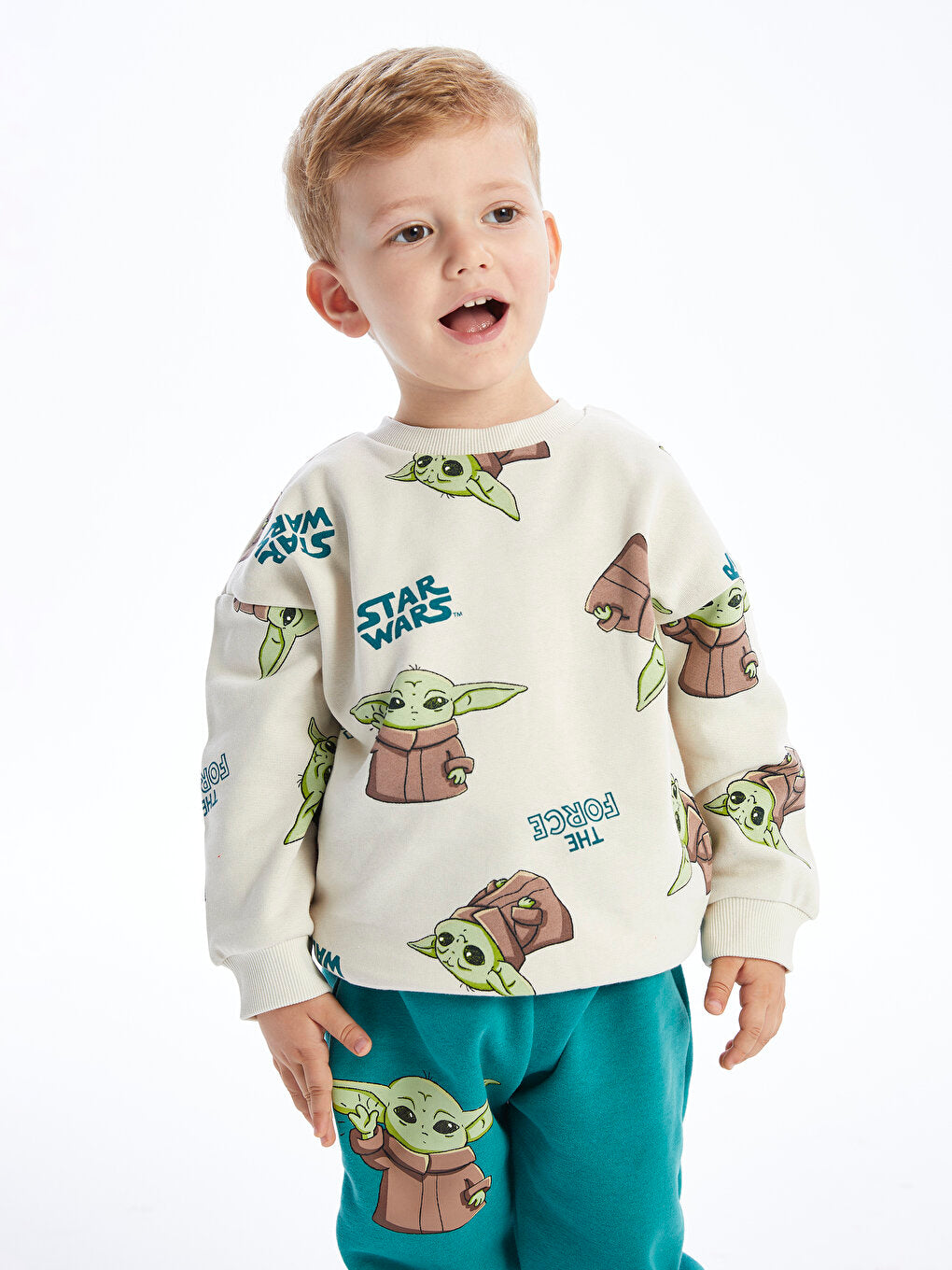 Crew Neck Star Wars Printed Baby Boy Sweatshirt and Sweatpants Set