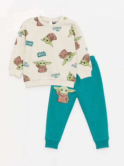 Crew Neck Star Wars Printed Baby Boy Sweatshirt and Sweatpants Set