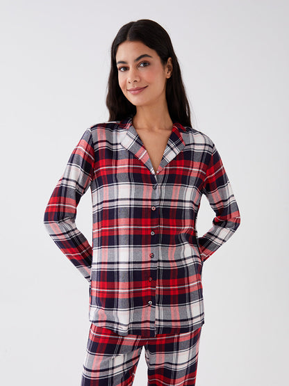 Shirt Collar Plaid Long Sleeve Women's Pajama Set