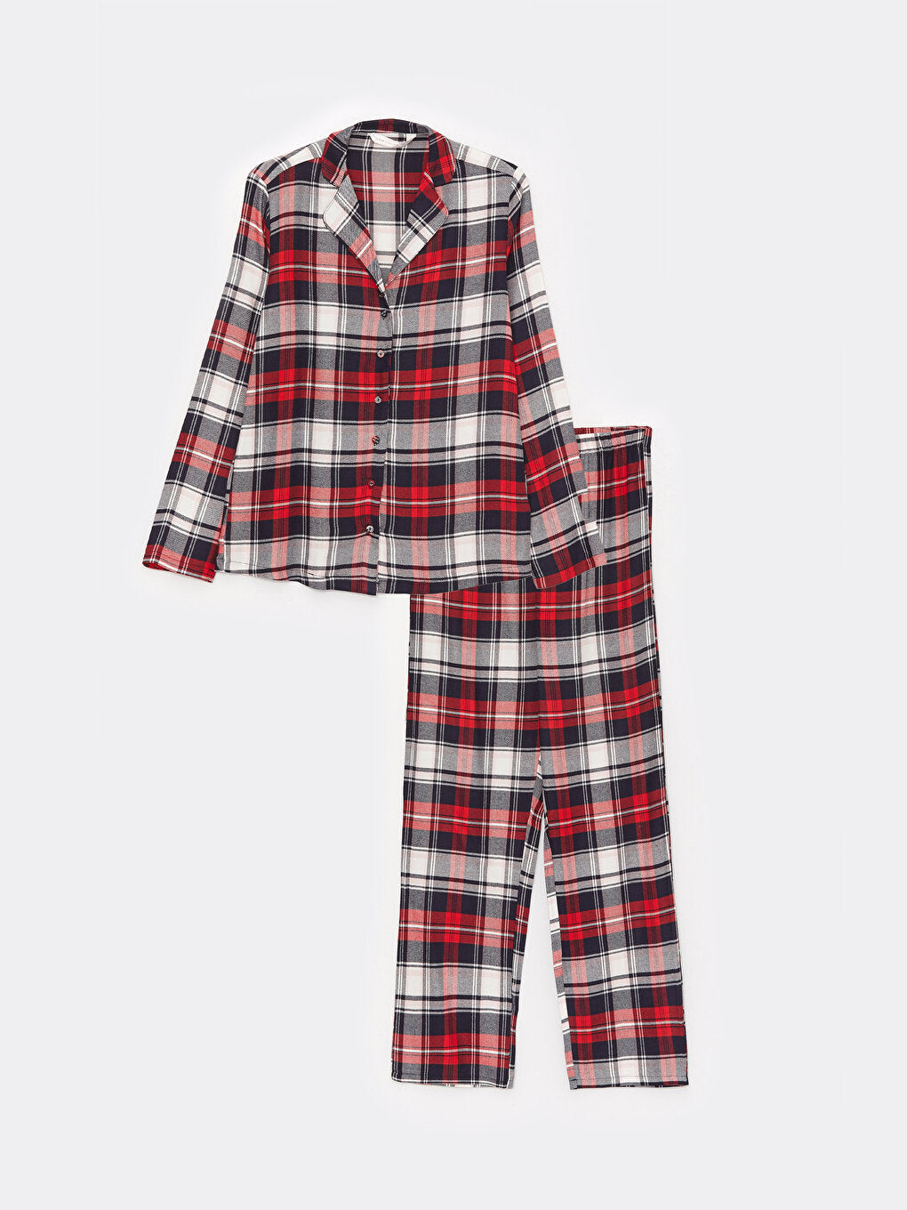 Shirt Collar Plaid Long Sleeve Women's Pajama Set