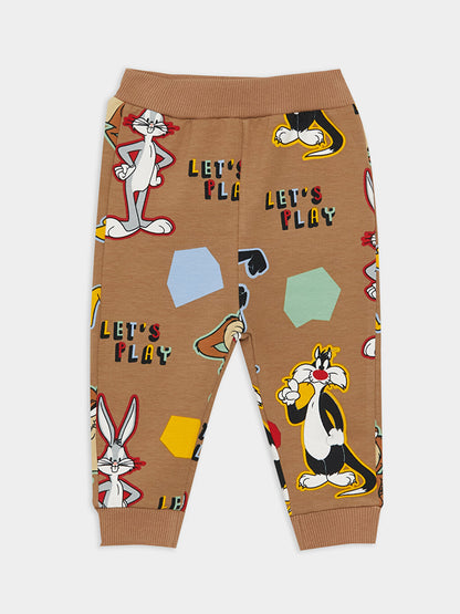 Crew Neck Looney Tunes Printed Baby Boy Sweatshirt and Sweatpants 2-Piece Set