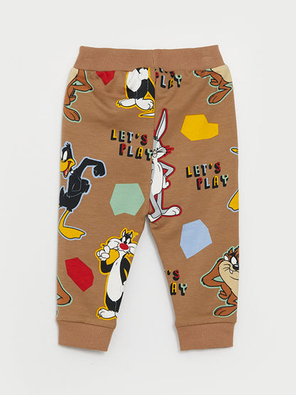 Crew Neck Looney Tunes Printed Baby Boy Sweatshirt and Sweatpants 2-Piece Set