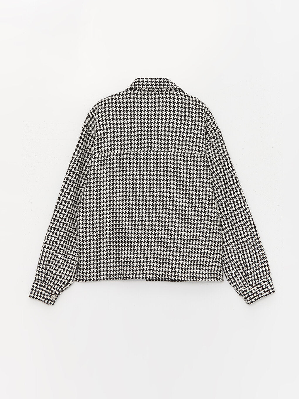 Houndstooth Patterned Long Sleeve Girl's Shirt Jacket