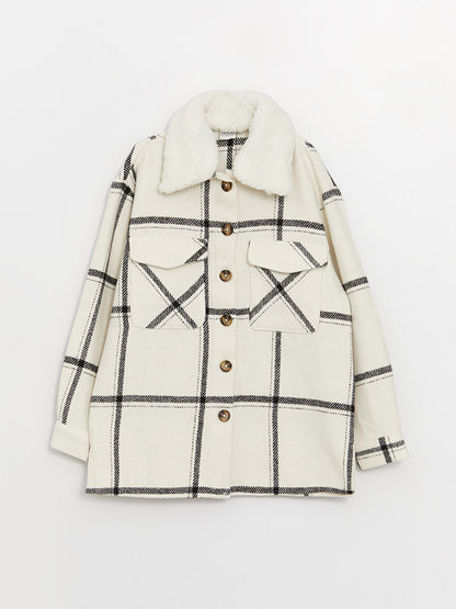 Fur Collar Plaid Girl's Shirt Jacket