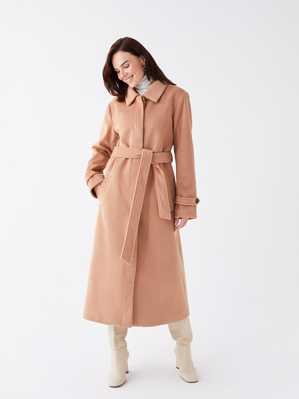 Women's Shirt Collar Plain Cuff Coat