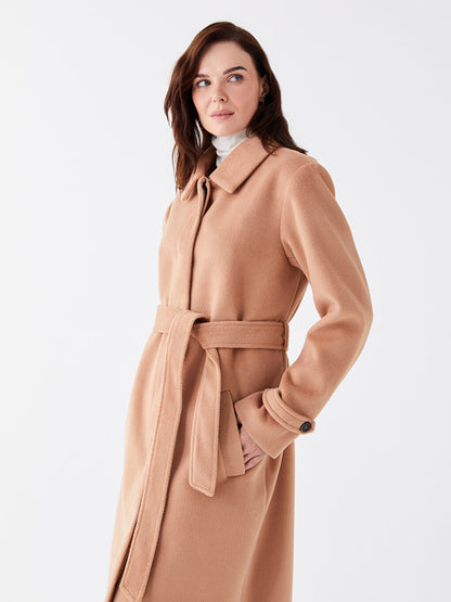 Women's Shirt Collar Plain Cuff Coat