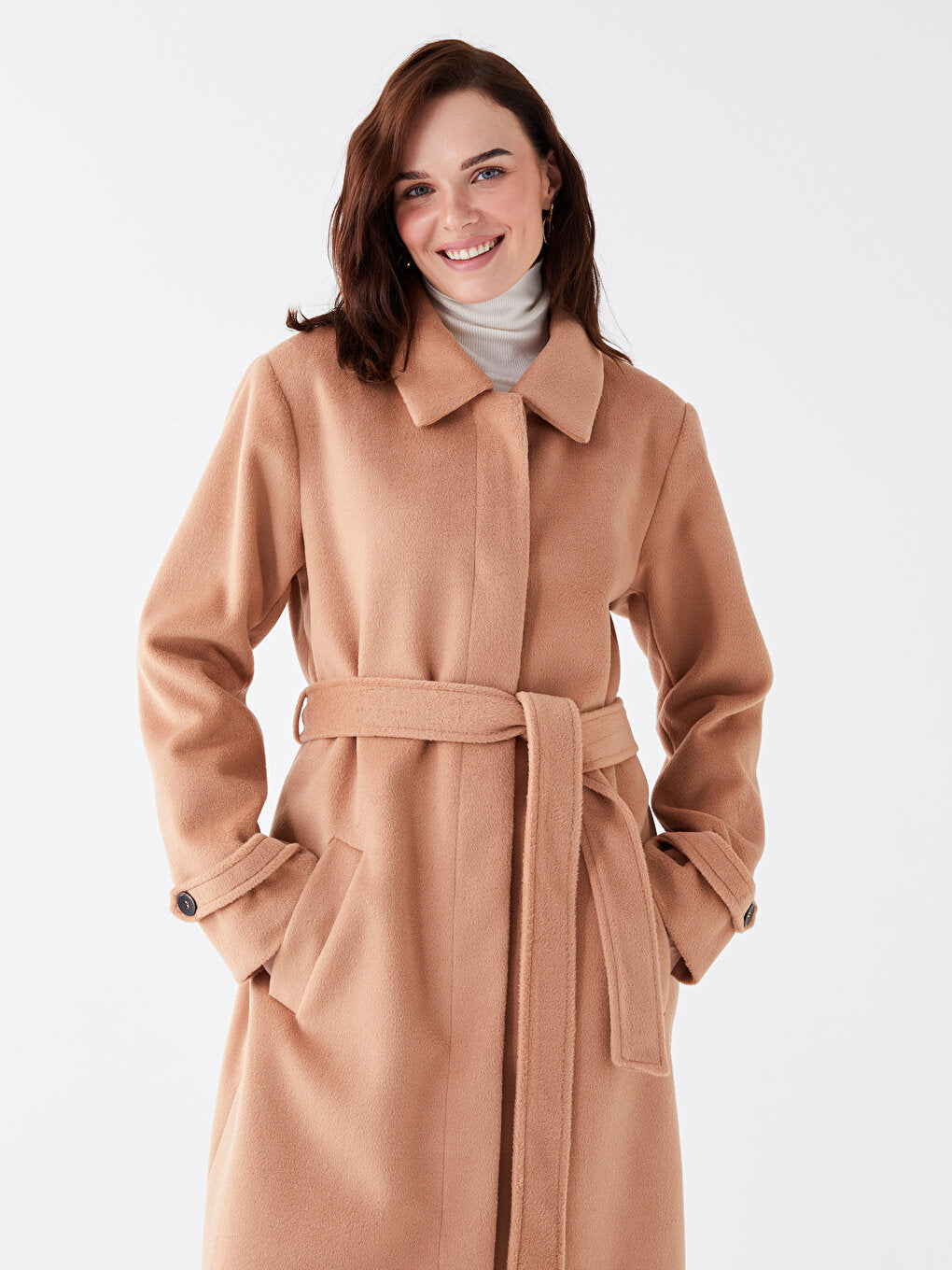 Women's Shirt Collar Plain Cuff Coat