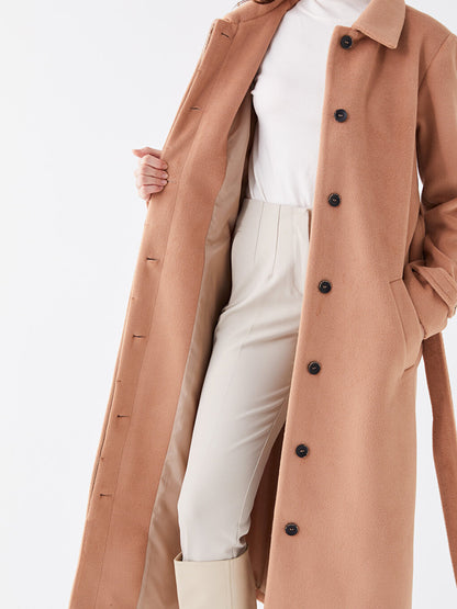 Women's Shirt Collar Plain Cuff Coat