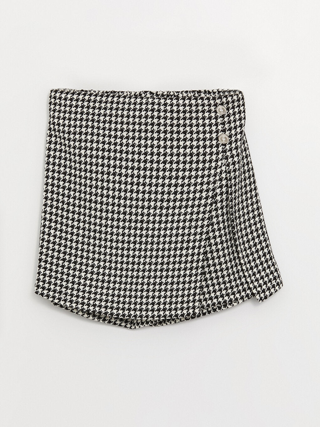 Houndstooth Patterned Girl's Shorts Skirt with Elastic Waist