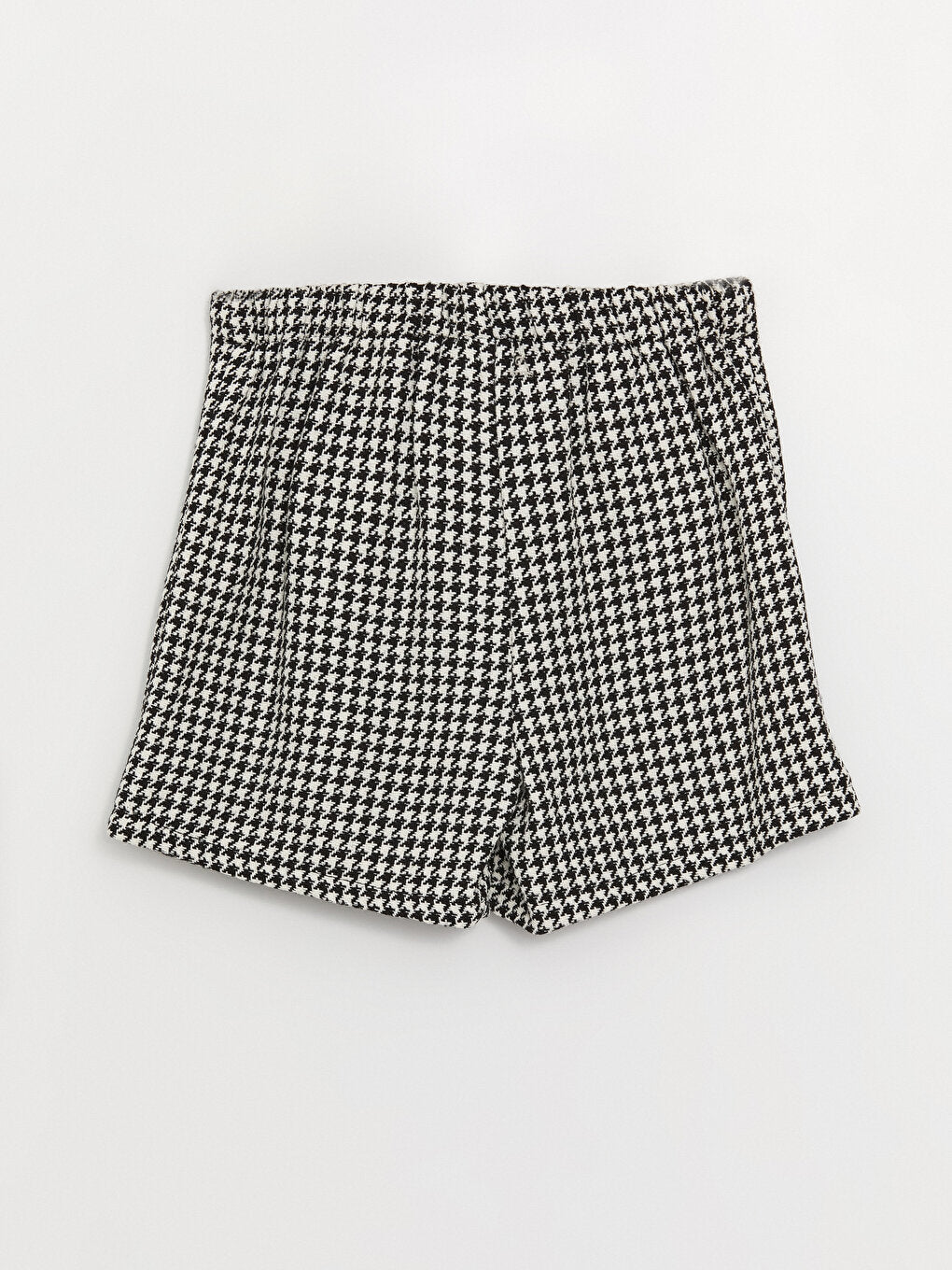 Houndstooth Patterned Girl's Shorts Skirt with Elastic Waist