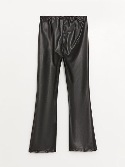 Flared Leg Leather Look Girls' Trousers